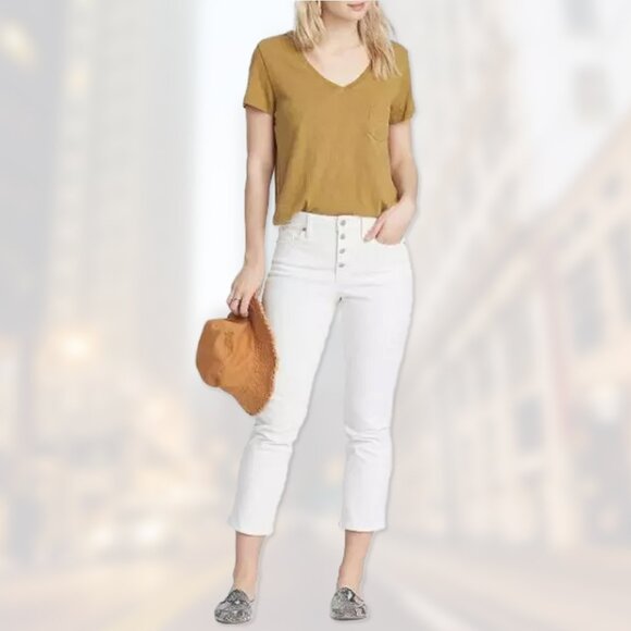 NWT High-Rise Straight-Leg White Cropped Jeans - Women's Sizes 8, 12, 16 - Picture 1 of 6